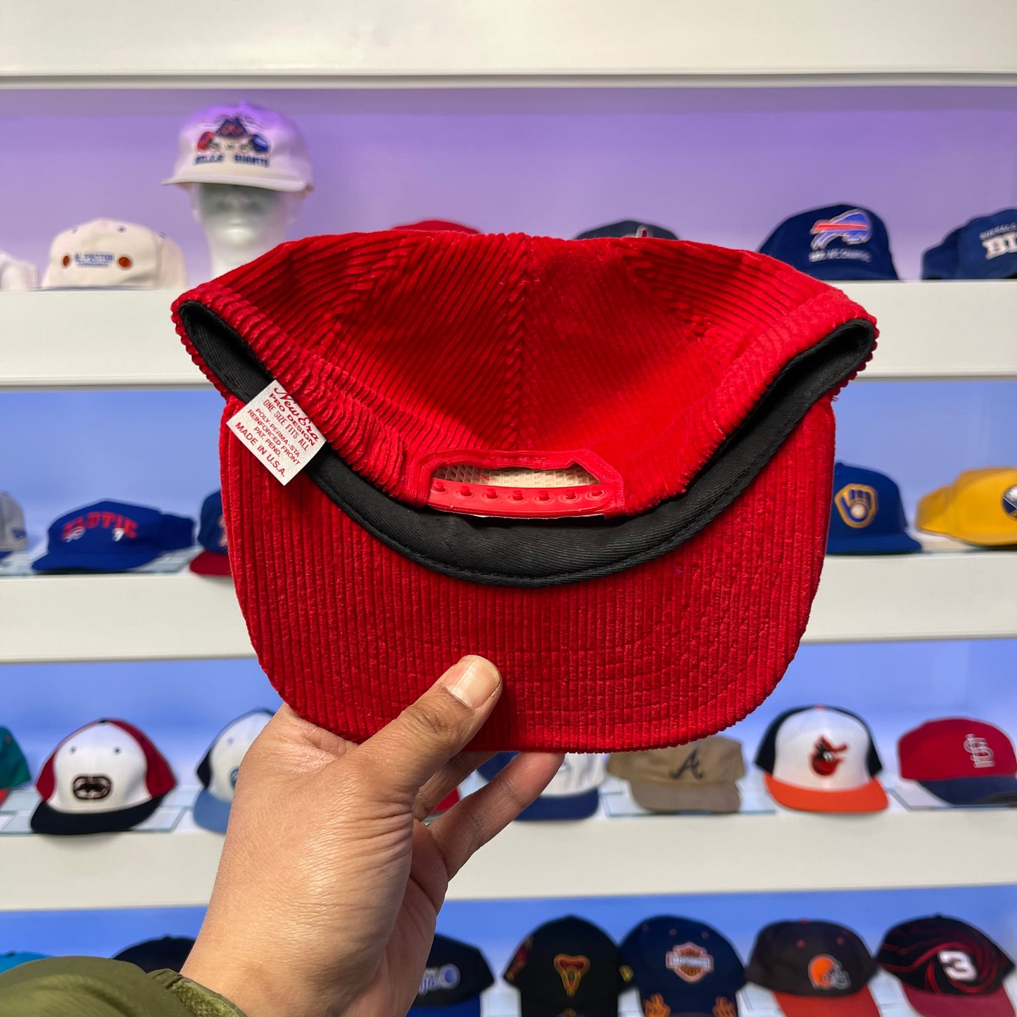 Vintage 1991 Buffalo Bills Super Bowl XXV Red Corduroy Snap Back