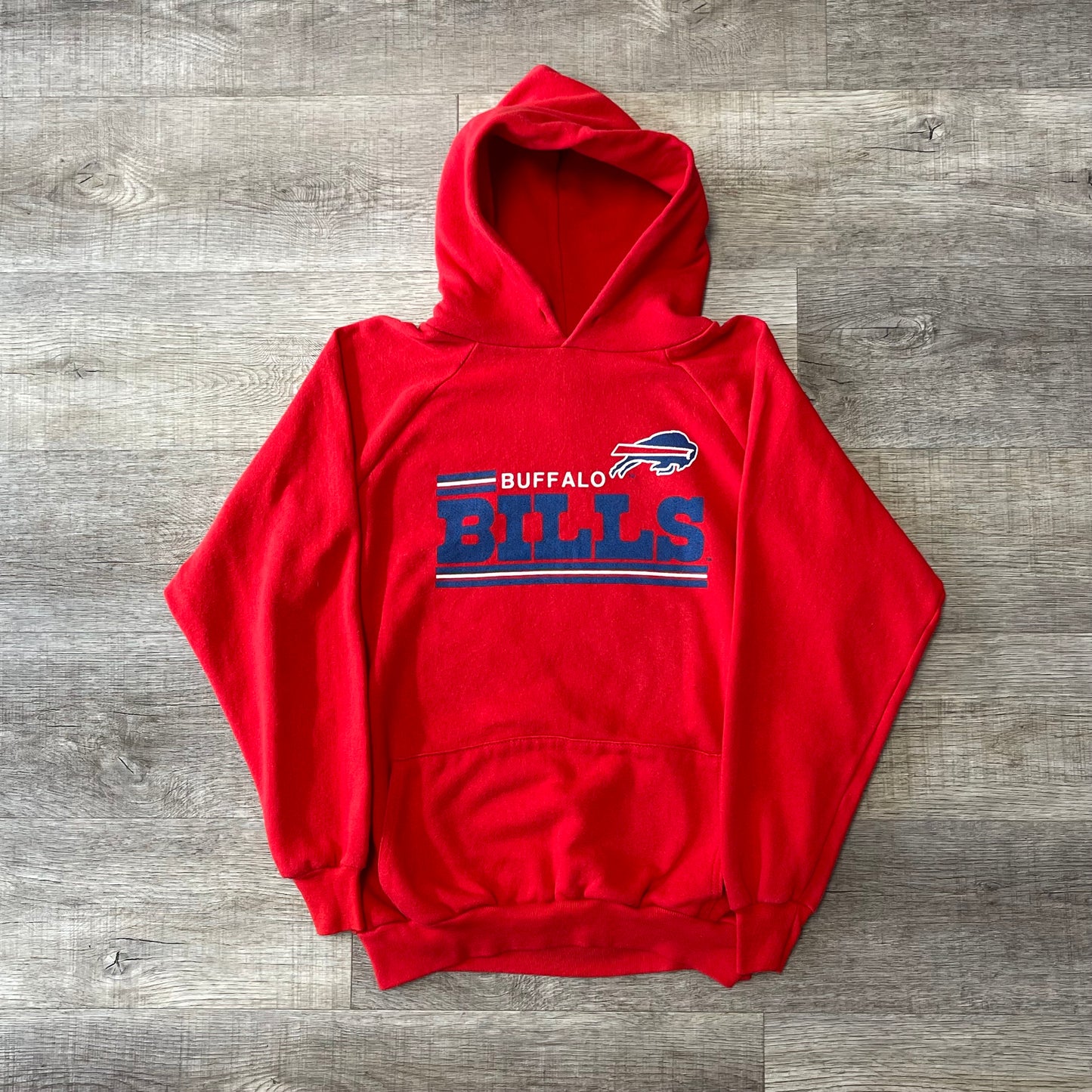 Vintage 1990s NFL Buffalo Bills Red Trench Hoodie Size Large