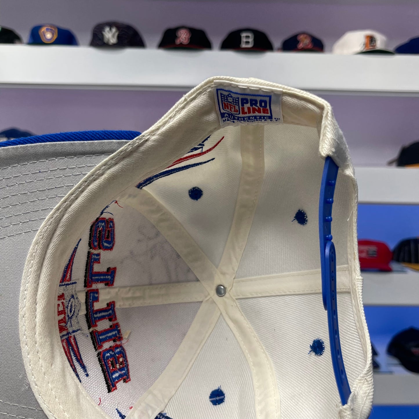 Vintage 1990s NFL Buffalo Bills Logo Athletic Diamond Cut Wool Antowain Smith Signed Snap Back New with Tags