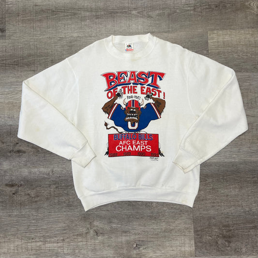 1991 Buffalo Bills Beast of The East AFC Champs Sweatshirt Size Large