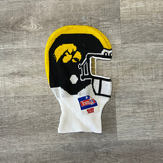 Vintage 1990s NCAA Iowa Hawkeyes Knit Helmet Mask Dead Stock New