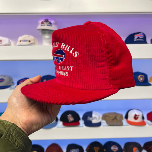 Vintage 1988 Buffalo Bills AFC Champions Red Corduroy Snap Back