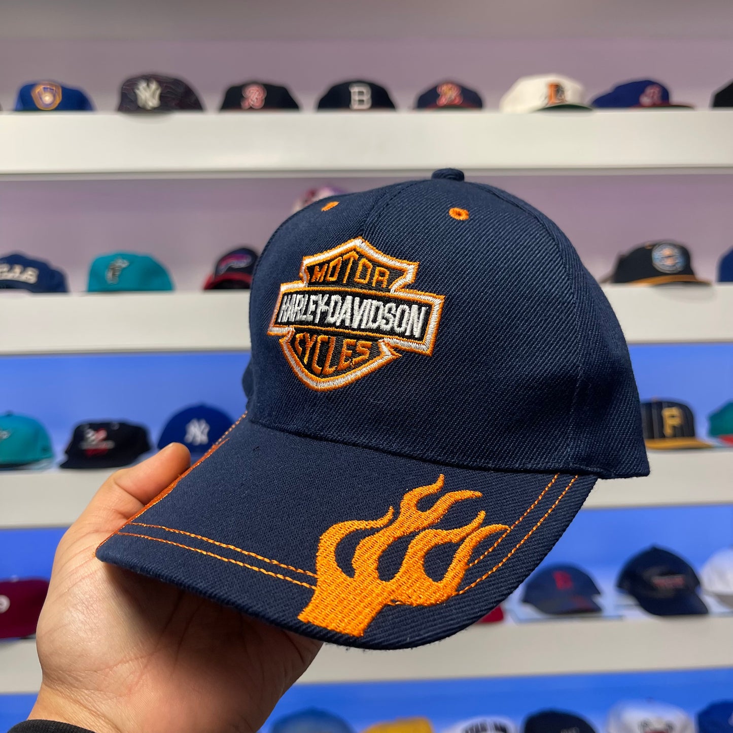 Vintage Y2K Harley Davidson Motorcycle Flames Hat