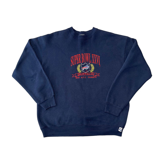 Vintage 1991 Buffalo Bills AFC Champions Super Bowl XXVI Sweatshirt Size XL