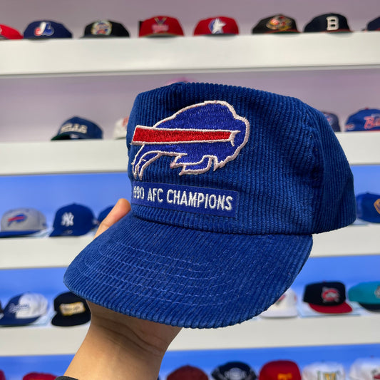 Vintage 1990 Buffalo Bills AFC Champions Blue Corduroy Snap Back