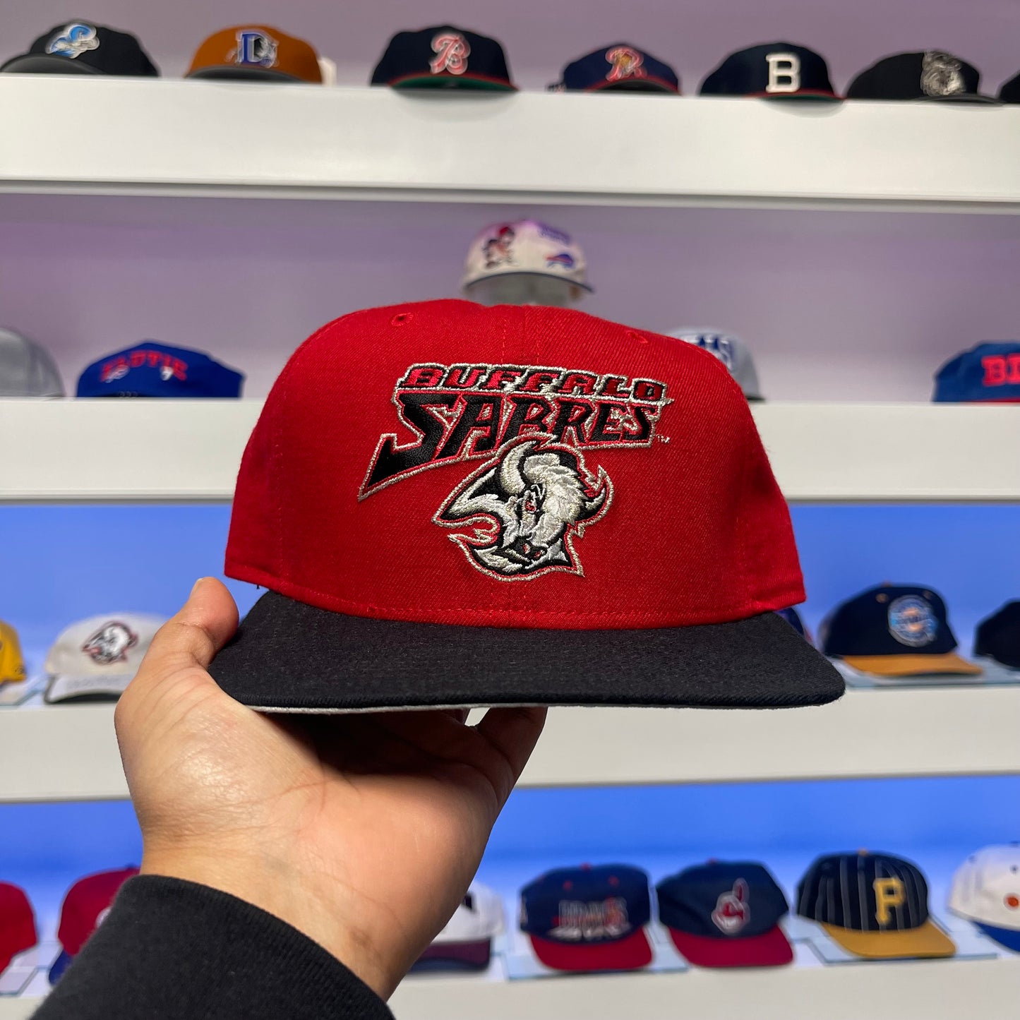 Vintage 1990s NHL Buffalo Sabres Goat Head Wool Snap Back