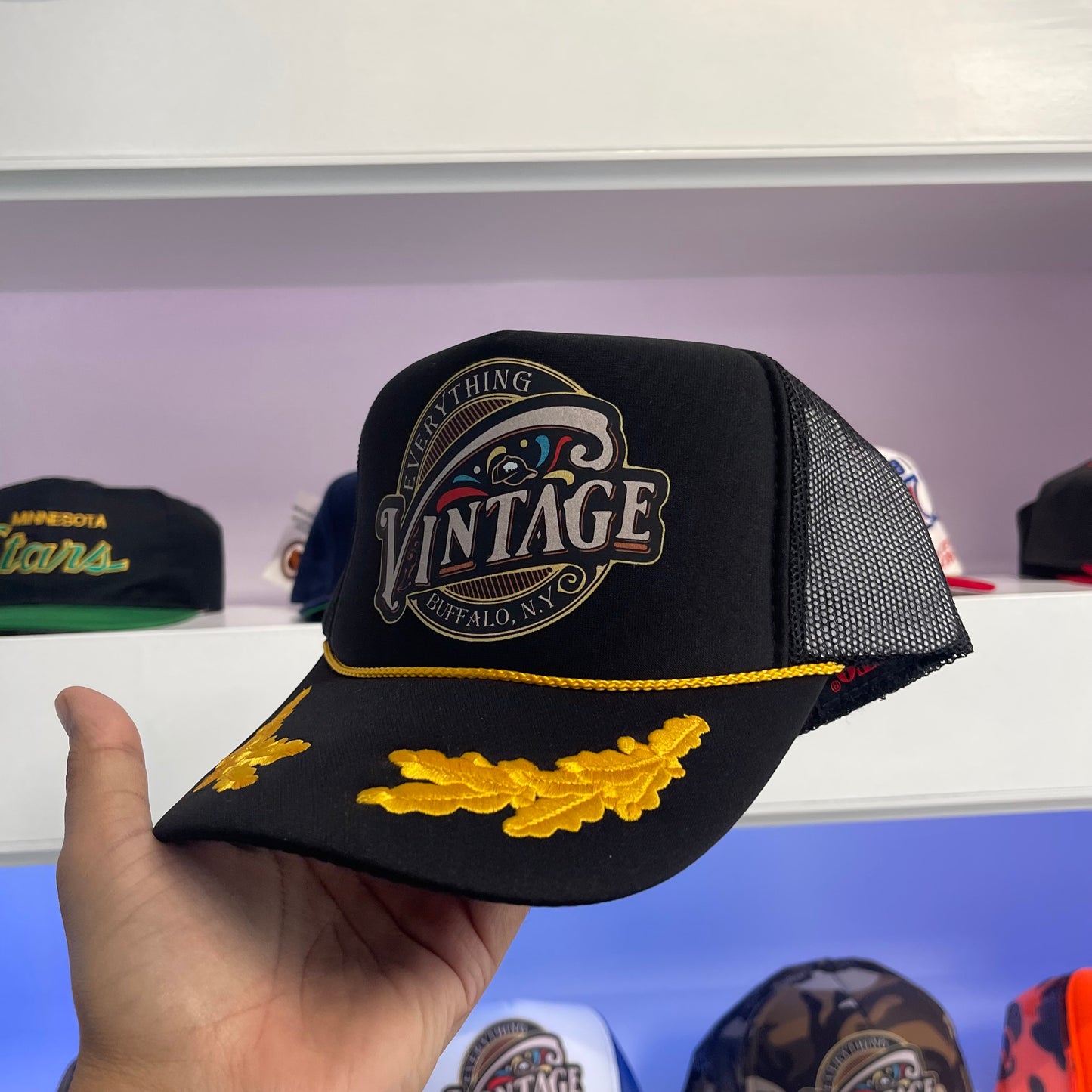 Everything Vintage Black Trucker Snap Back