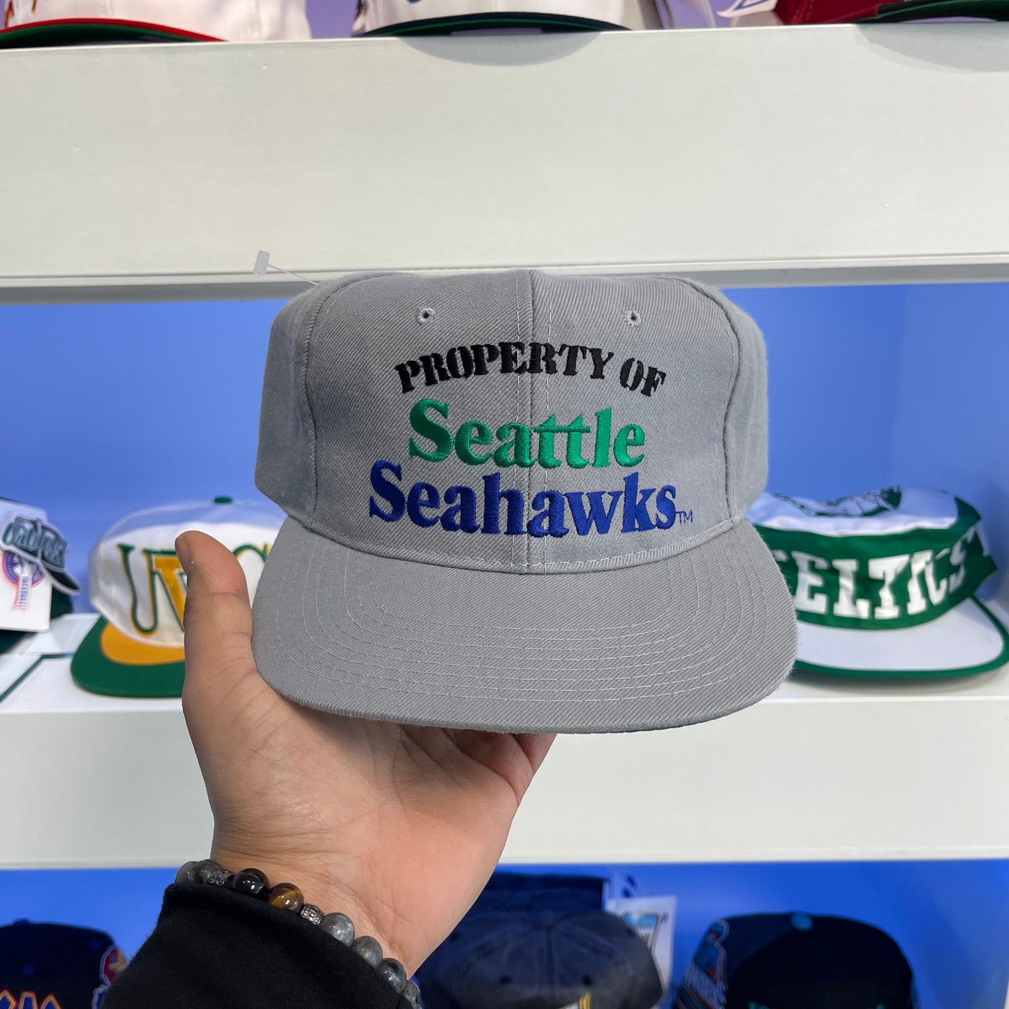 Vintage 1990s NFL Property of Seattle Seahawks New Era Wool Snap Back Dead Stock New