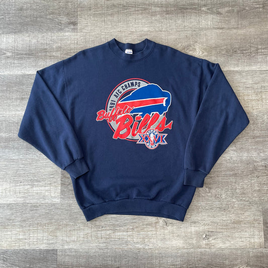 Vintage 1990s Buffalo Bills Trench Sweatshirt Size XXL