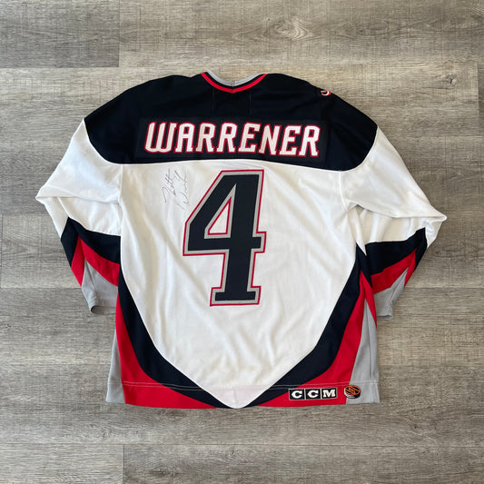 Vintage 1990s NHL Rhett Warrener Signed Goat Head CCM Jersey Size Large