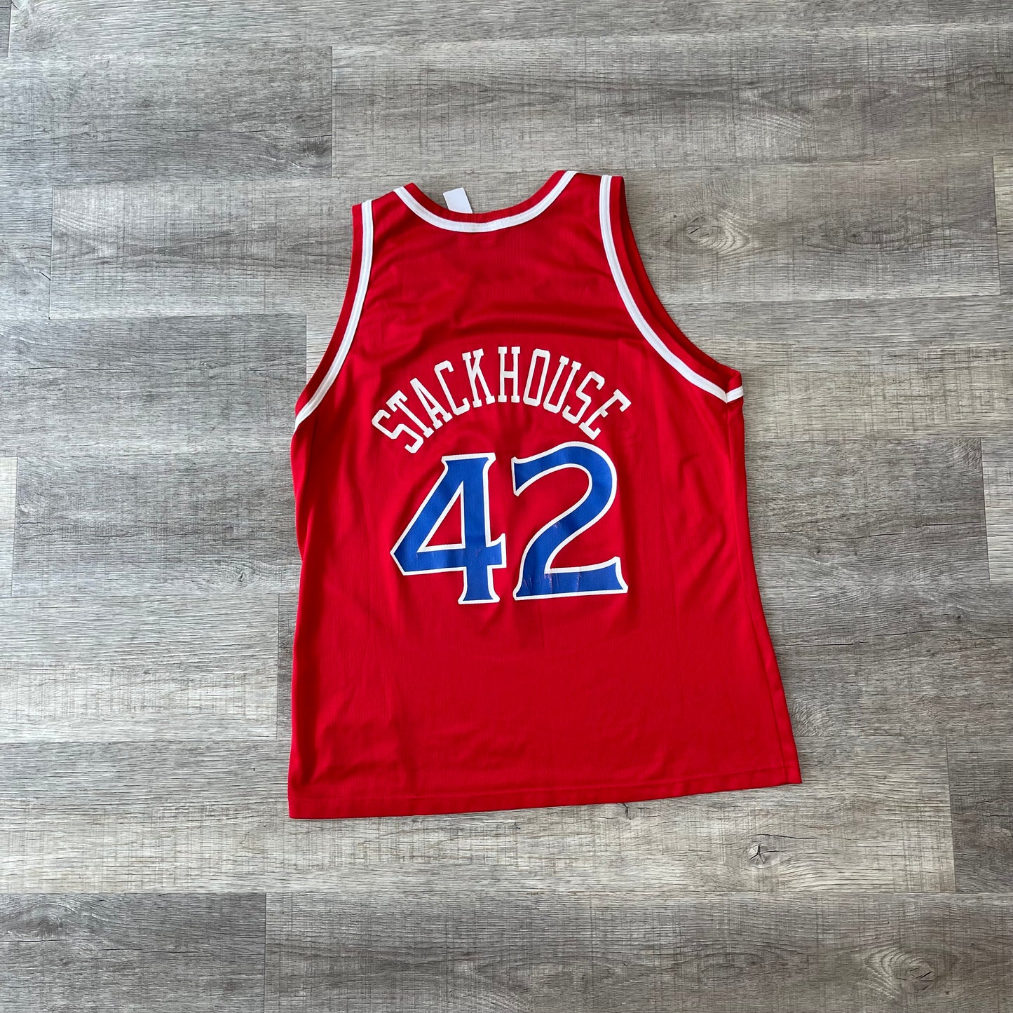 Vintage 90s NBA Jerry Stackhouse Philadelphia Sixers Champion Jersey Size 48