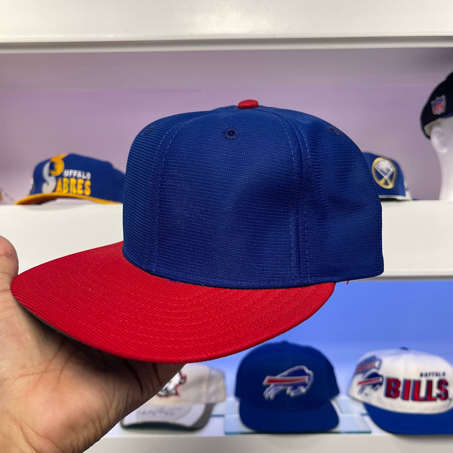 1990s Blank Twill Snap Back Blue Red Brim