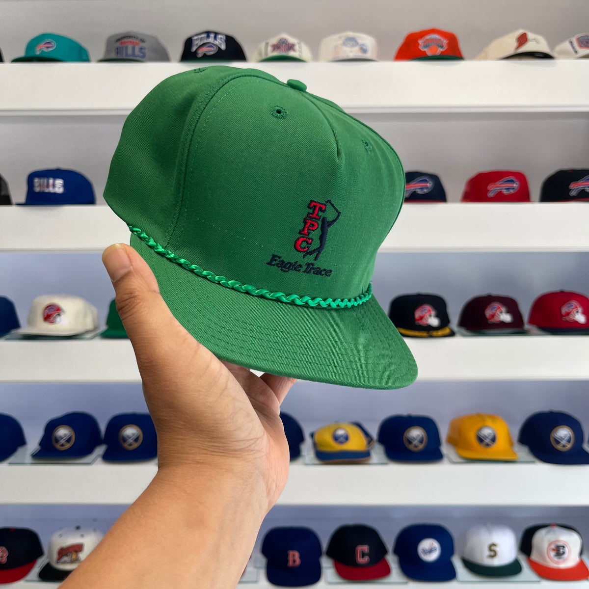 Vintage 90s Eagle Trace TPC Golf Rope Snapback Hat - Kelly Green