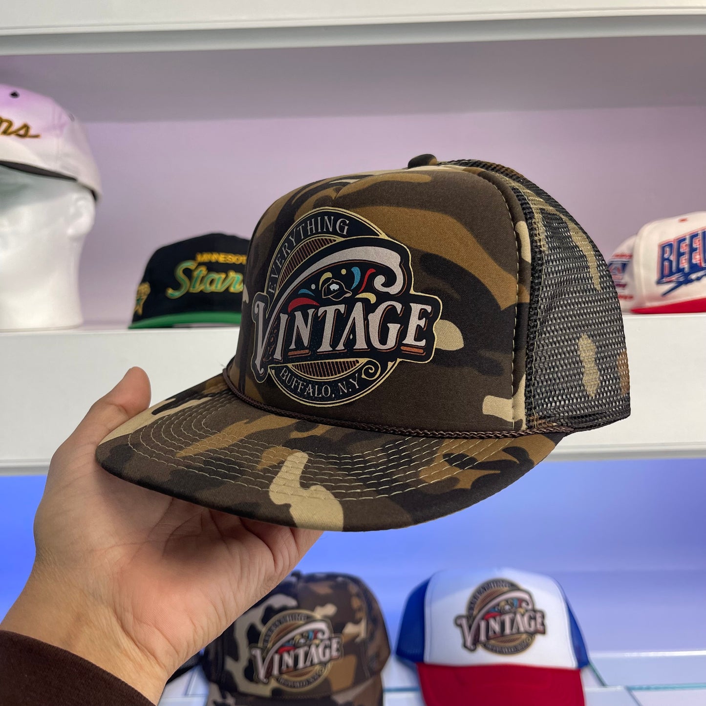 Everything Vintage Camouflage Trucker Snap Back