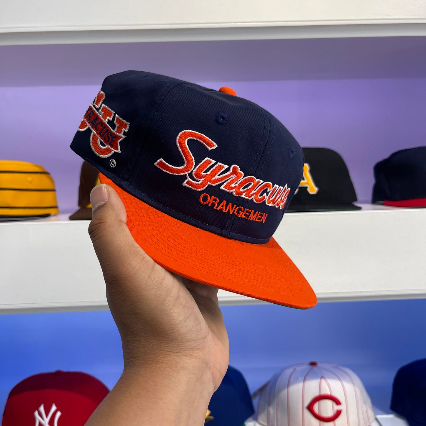 Vintage 90s Syracuse Orangemen Sports Specialties Twill Snap Back Dead Stock New