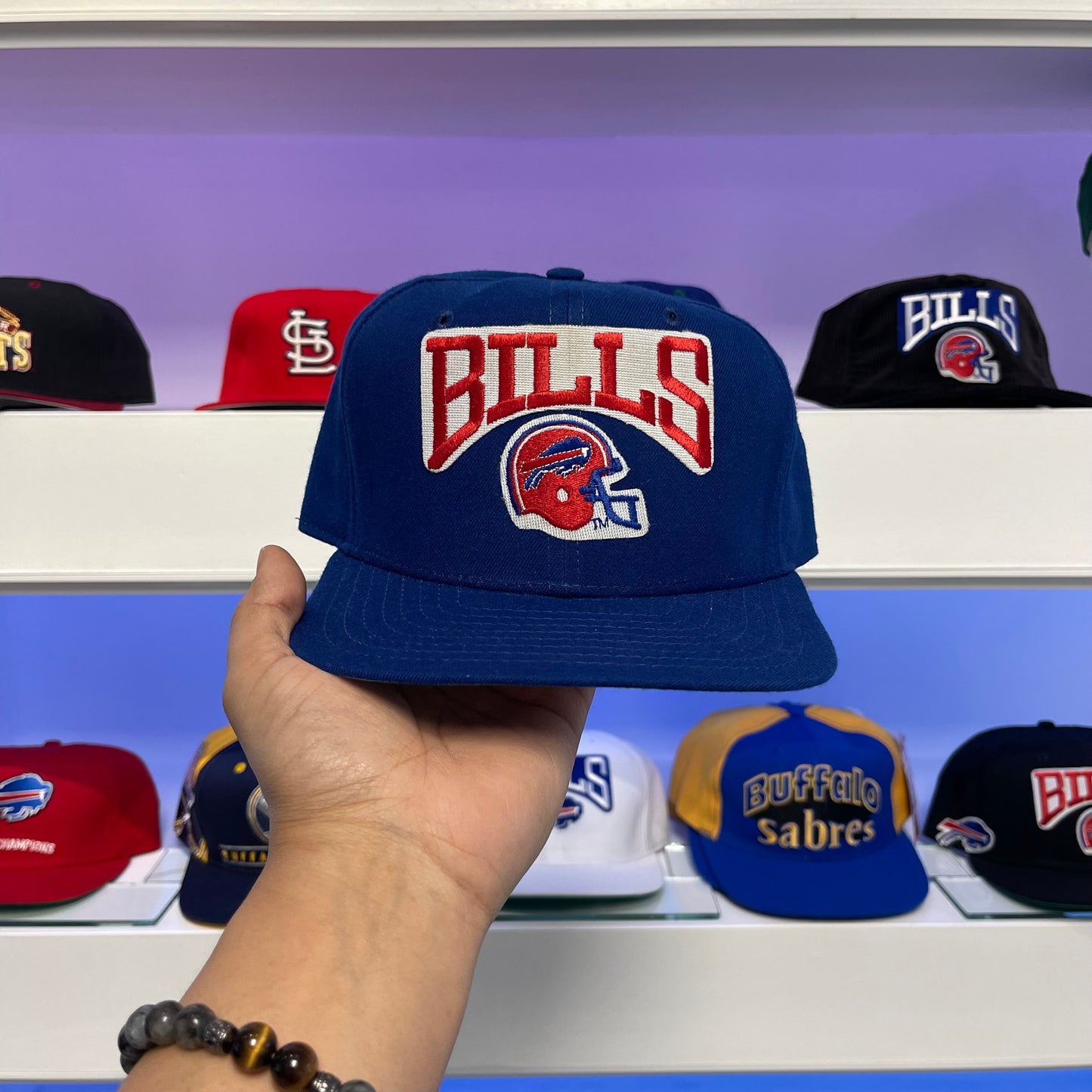 Vintage 1990s NFL Buffalo Bills New Era Wool Blue Snap Back New Dead Stock