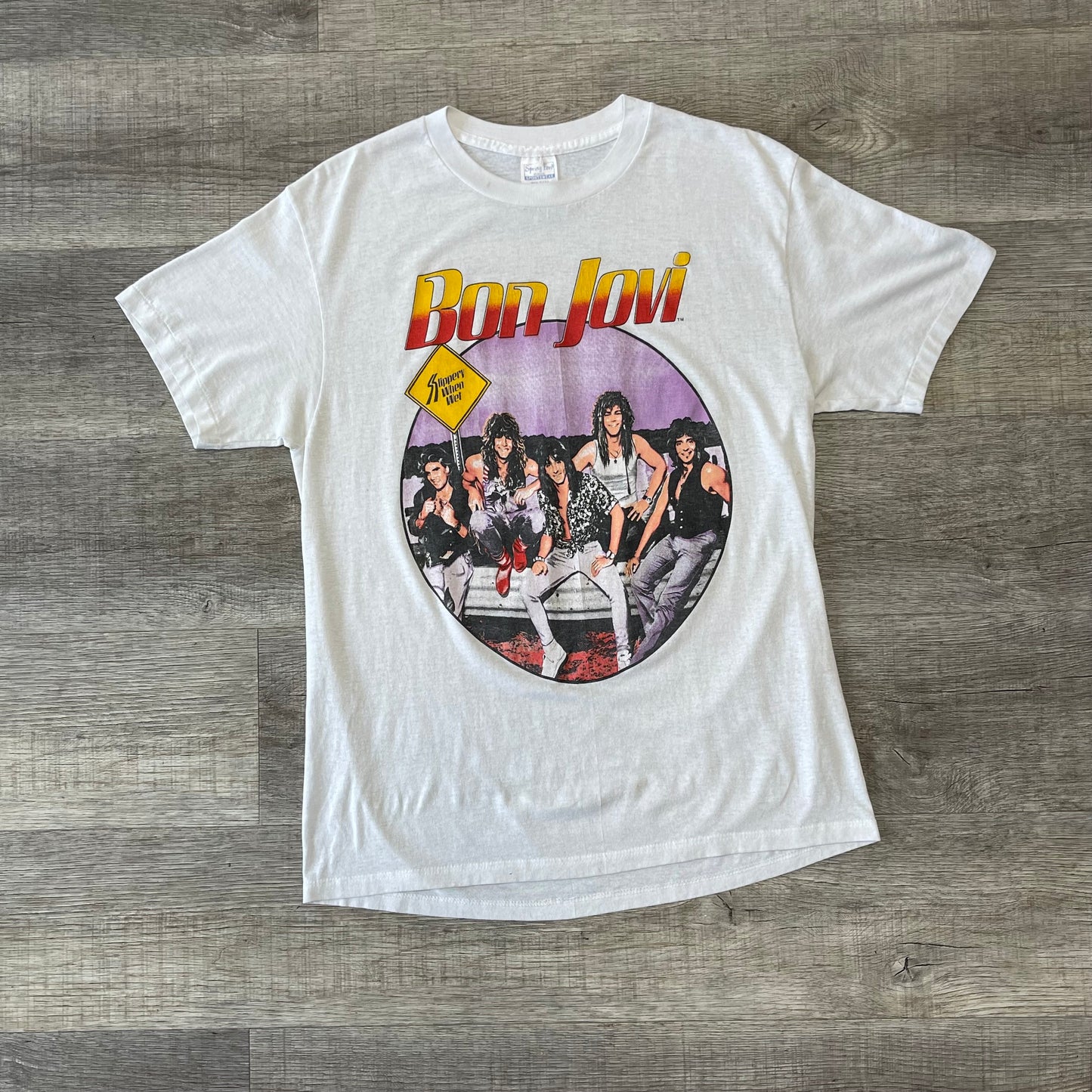 Vintage 1987 Bon Jovi Slippery When Wet Band Shirt Size Large