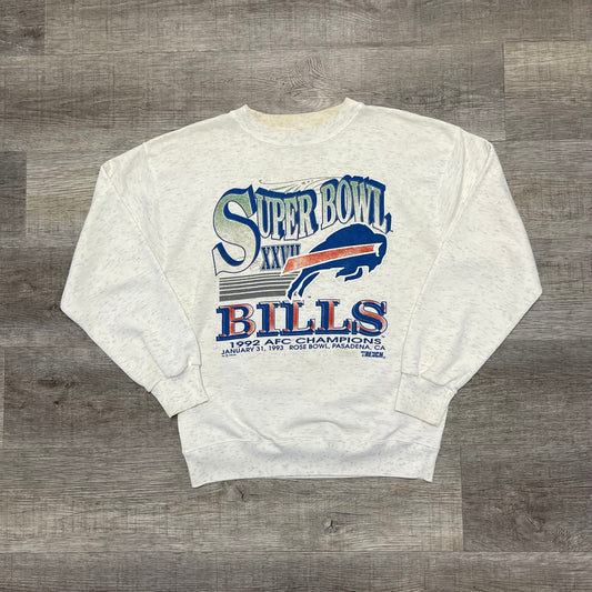 Vintage 1992 Buffalo Bills AFC Champions Super Bowl XXVII Trench Sweatshirt Size XL