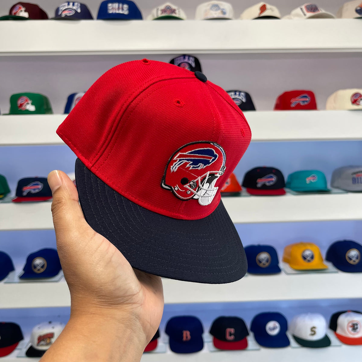 Vintage 1990s Buffalo Bills Red Helmet Wool Snap Back