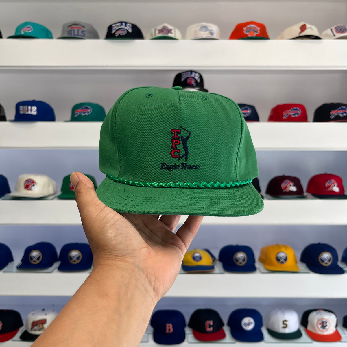 Vintage 90s Eagle Trace TPC Golf Rope Snapback Hat - Kelly Green