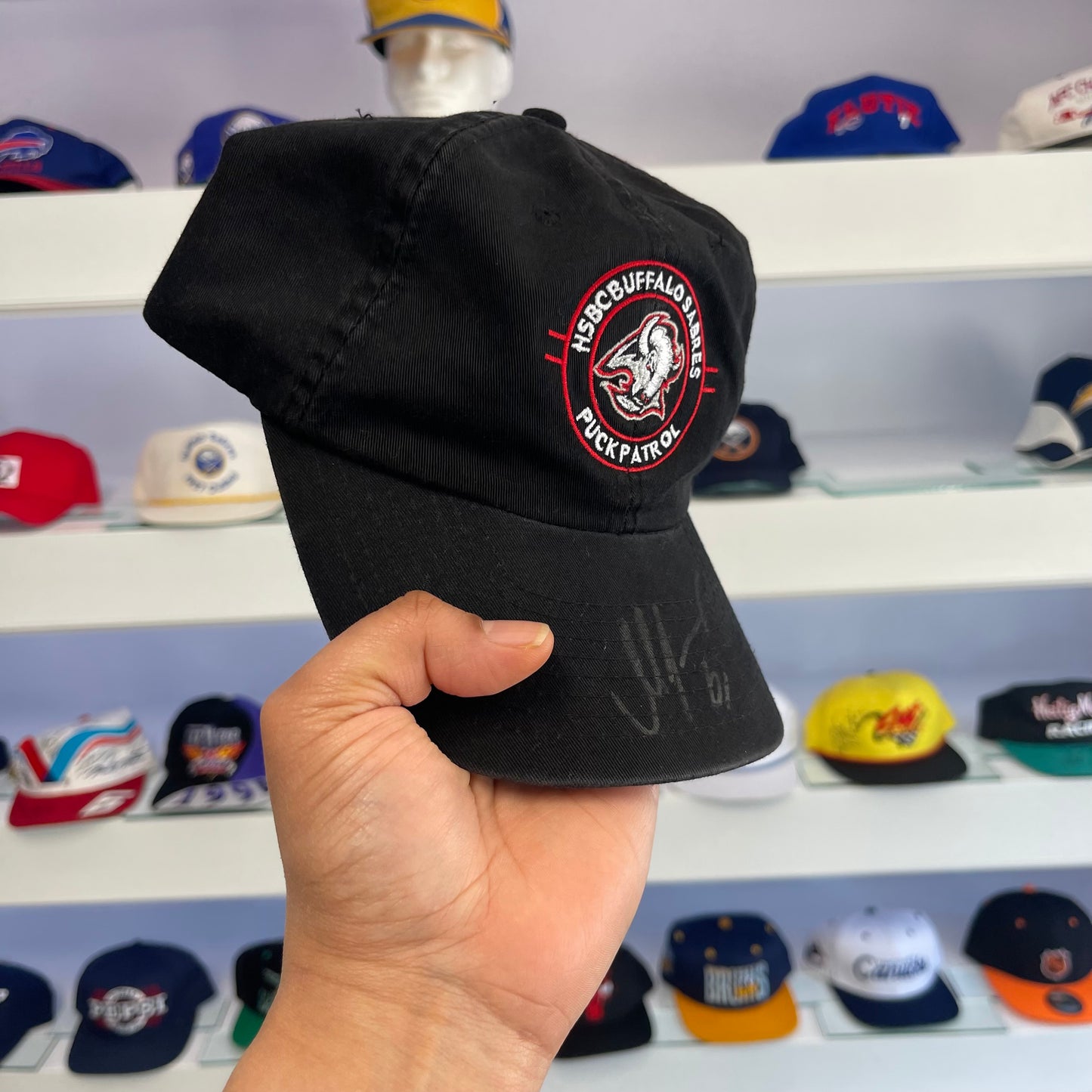 Vintage NHL Buffalo Sabres Goat Head Signed Hat