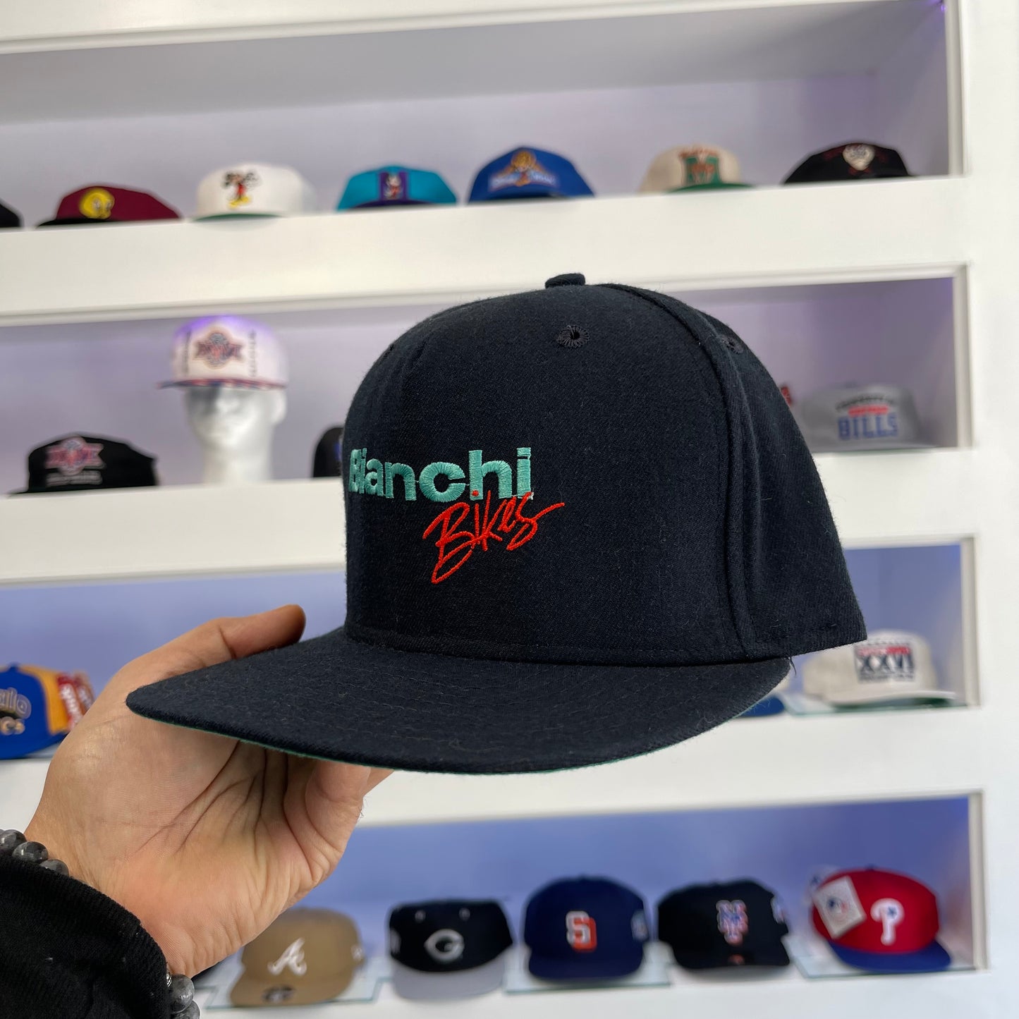 Vintage 80s Bianchi New Era Wool Snap Back Dead Stock New