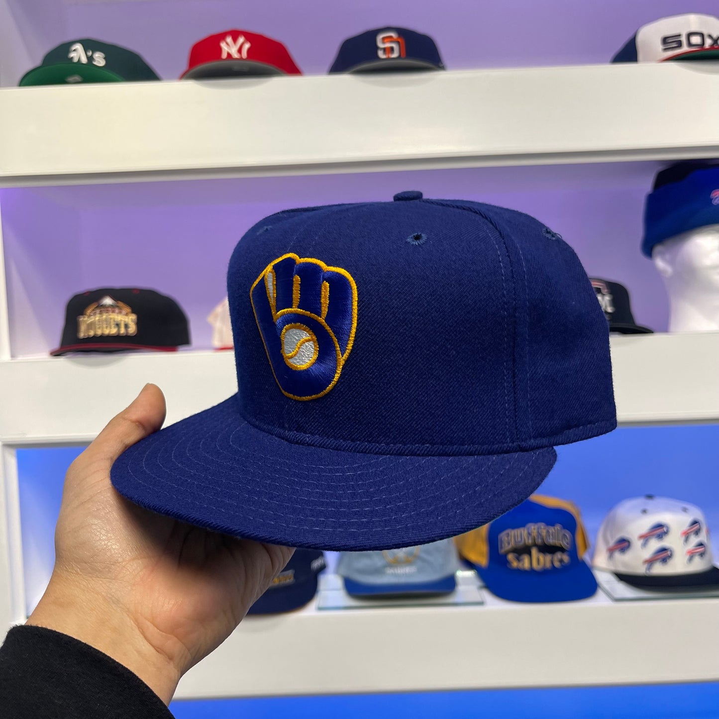 Vintage MLB Milwaukee Brewers New Era Wool Diamond Collection Fitted Size 7 1/2