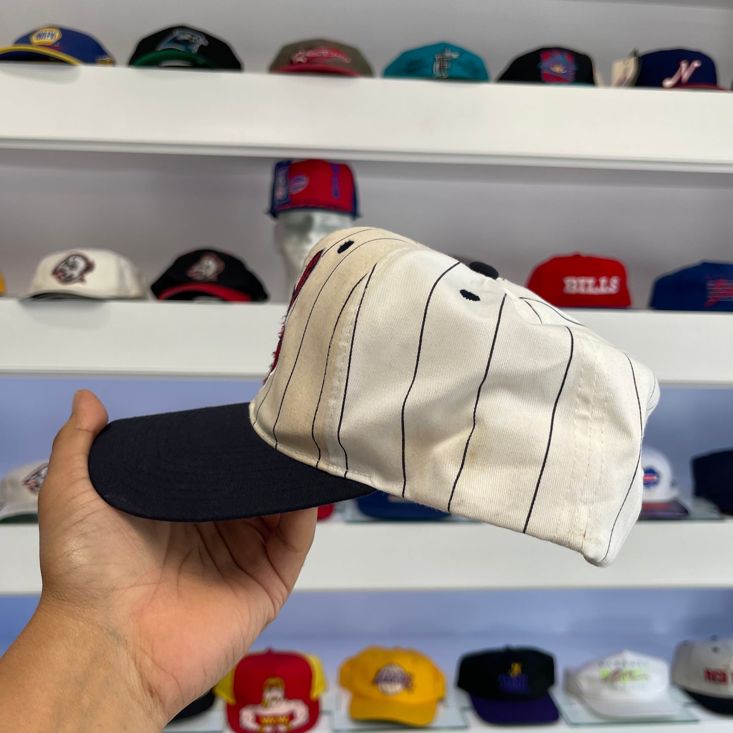 Vintage 1990s Cleveland Indians Pin Stripe Twill Snap Back