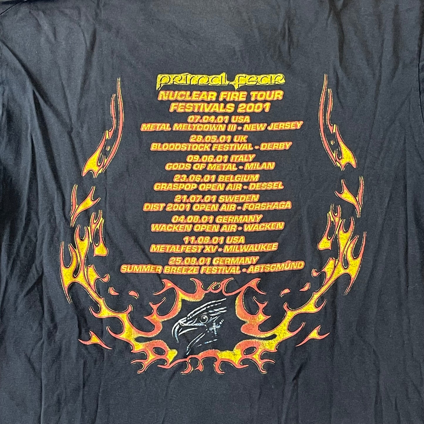 Primal Fear Nuclear Fire festival tour shirt 2001 - XL TSHIRT