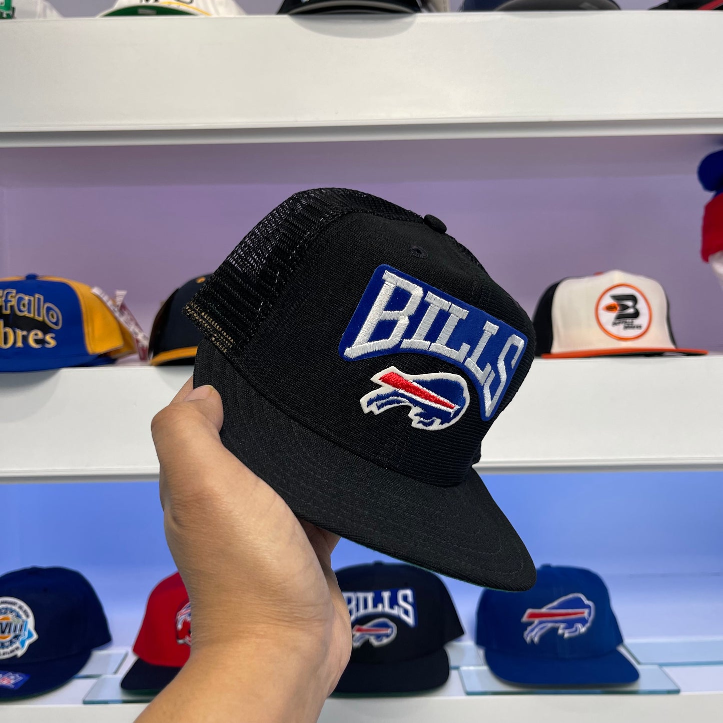 Vintage Buffalo Bills Black Mesh New Era Snap Back