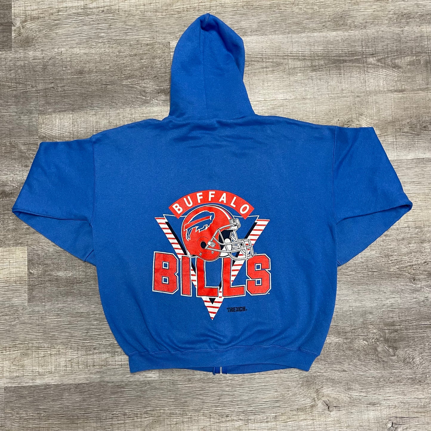 Vintage 1990s Buffalo Bills Trench Zip Up Hoodie Size XL