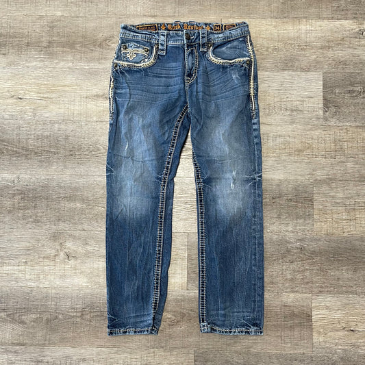 Vintage Y2K Rock Revival Denim Blue Jeans Size 34x40