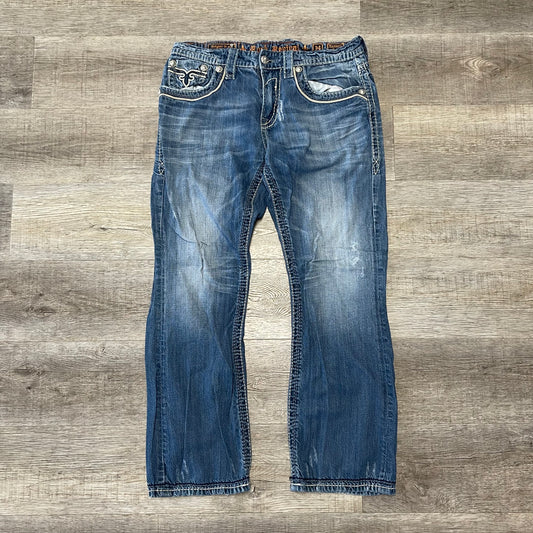Vintage Y2K Rock Revival Denim Blue Jeans Size 34x42