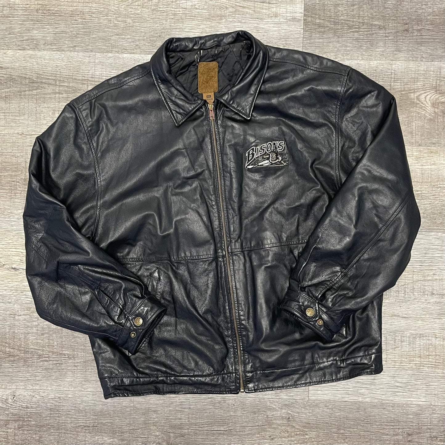 Vintage 1990s MiLB Buffalo Bisons Sliding Logo Leather Jacket Size XXL