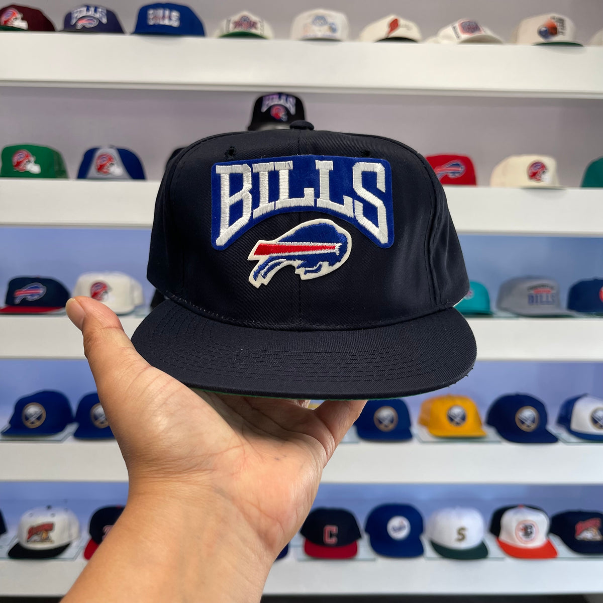 Vintage Black 1990s Buffalo Bills Banner Logo Snap Back