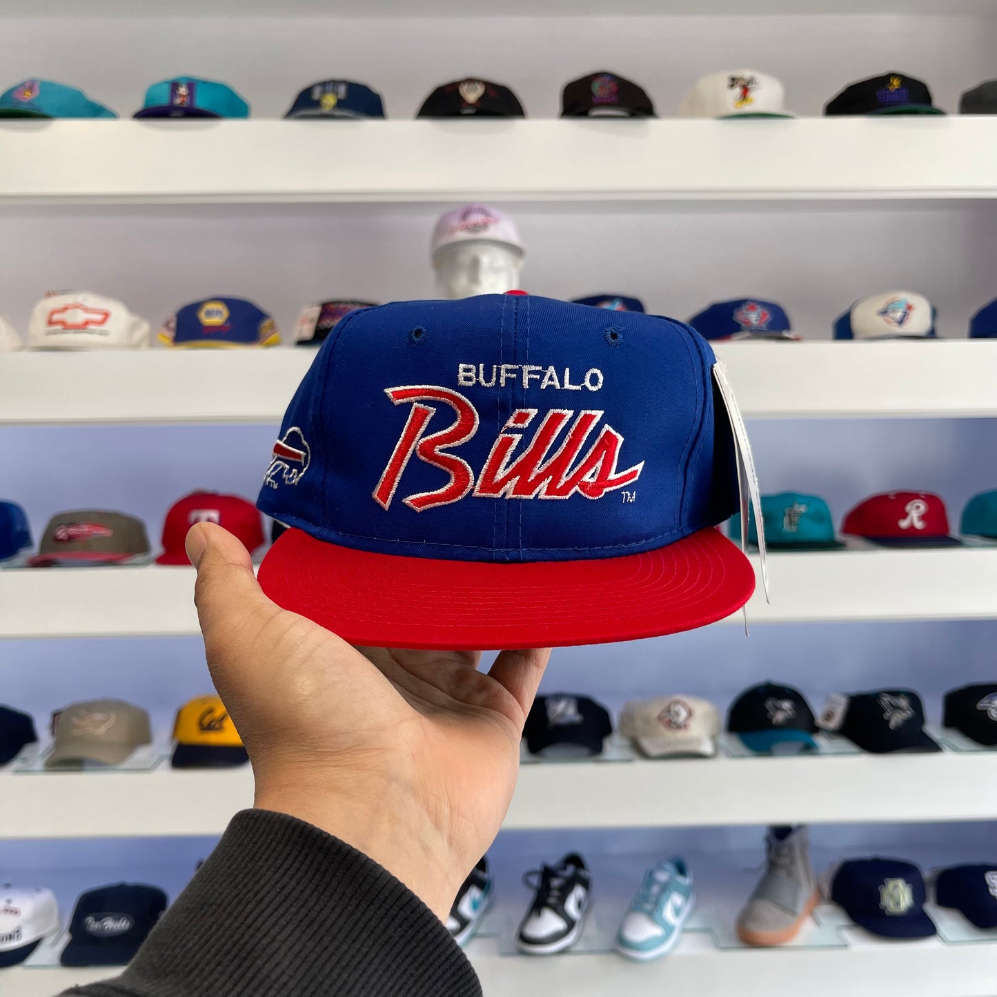 Vintage Buffalo Bills Sports Specialties Twill Script Snap Back New with Tags