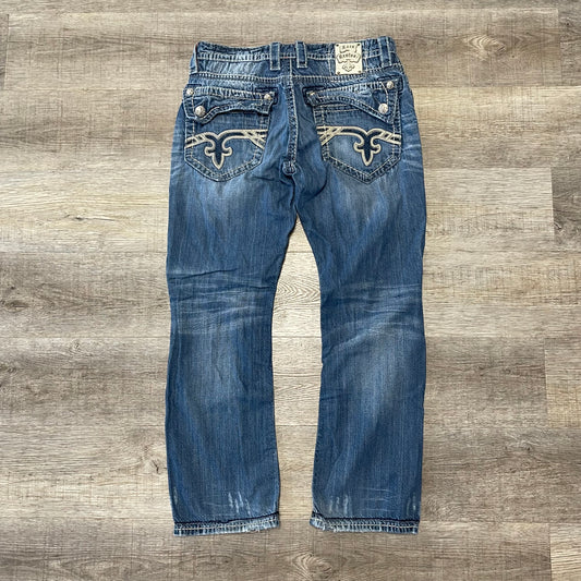 Vintage Y2K Rock Revival Denim Blue Jeans Size 34x42