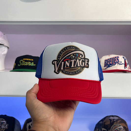 Everything Vintage Red White Blue Trucker Snap Back