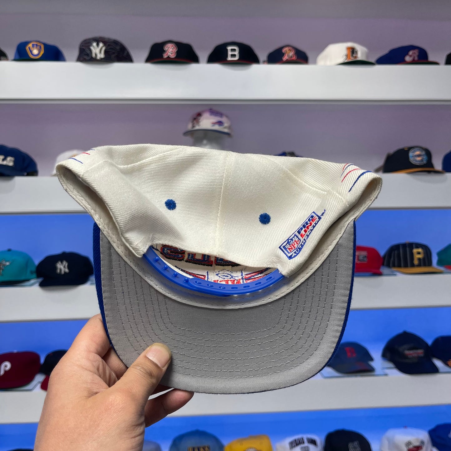 Vintage 1990s NFL Buffalo Bills Logo Athletic Diamond Cut Wool Antowain Smith Signed Snap Back New with Tags