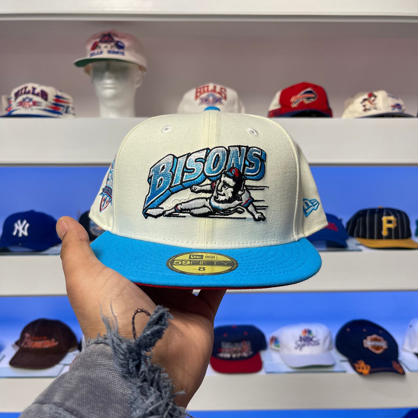 Buffalo Bisons Sliding Logo Buffalo Exclusive Fitted Size 8