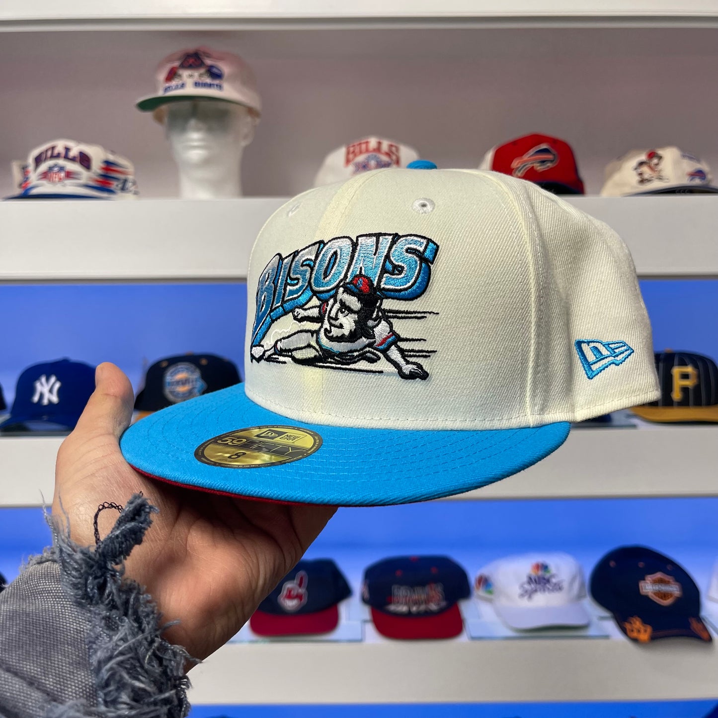 Buffalo Bisons Sliding Logo Buffalo Exclusive Fitted Size 8