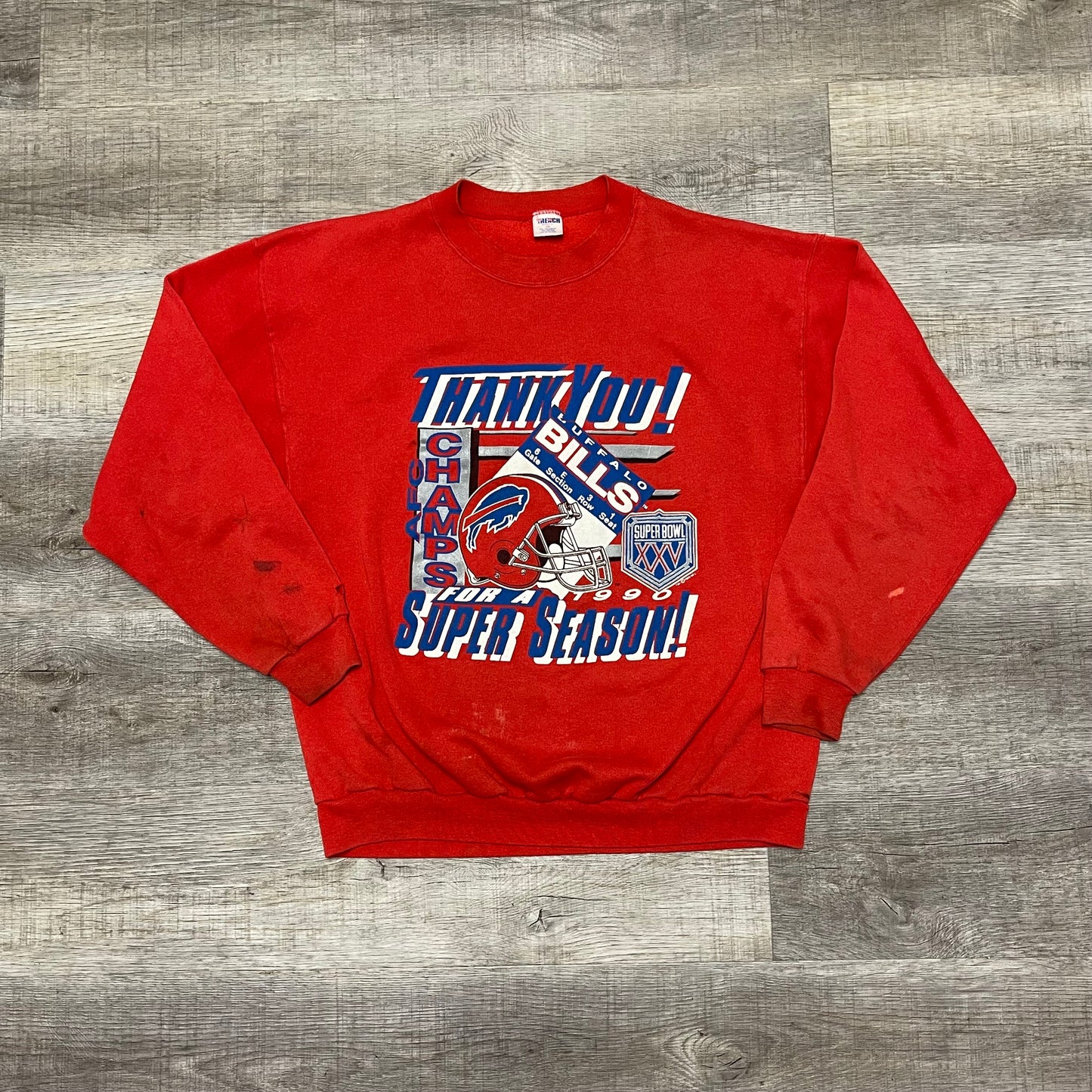 1991 Buffalo Bills Vs New York Giants Super Bowl XVI Trench Sweatshirt Size 2X