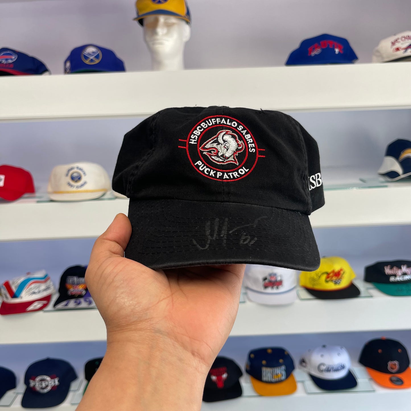 Vintage NHL Buffalo Sabres Goat Head Signed Hat