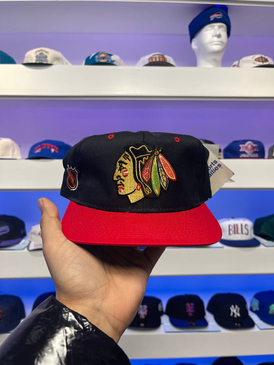 1990 Chicago Blackhawks Especialidades deportivas Twill Snap Back Nuevo con etiquetas