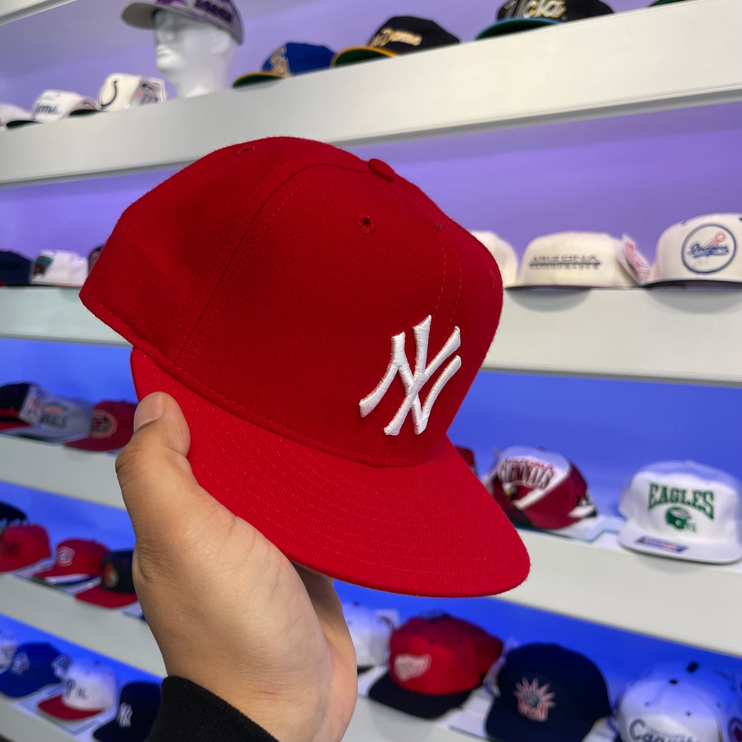 2000s New York Yankees Red Wool New Era 59fifty Fitted Size 7 1/2 Spike Lee Fred Durst