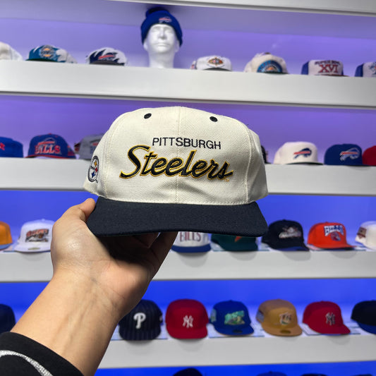 Pittsburgh Steelers Sports Specialties Double Line Wool Script Snap Back