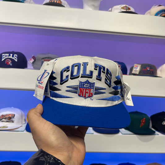 Gorra de cola de caballo con corte de diamante atlético con logotipo de los Indianapolis Colts de la década de 1990 nueva con etiquetas